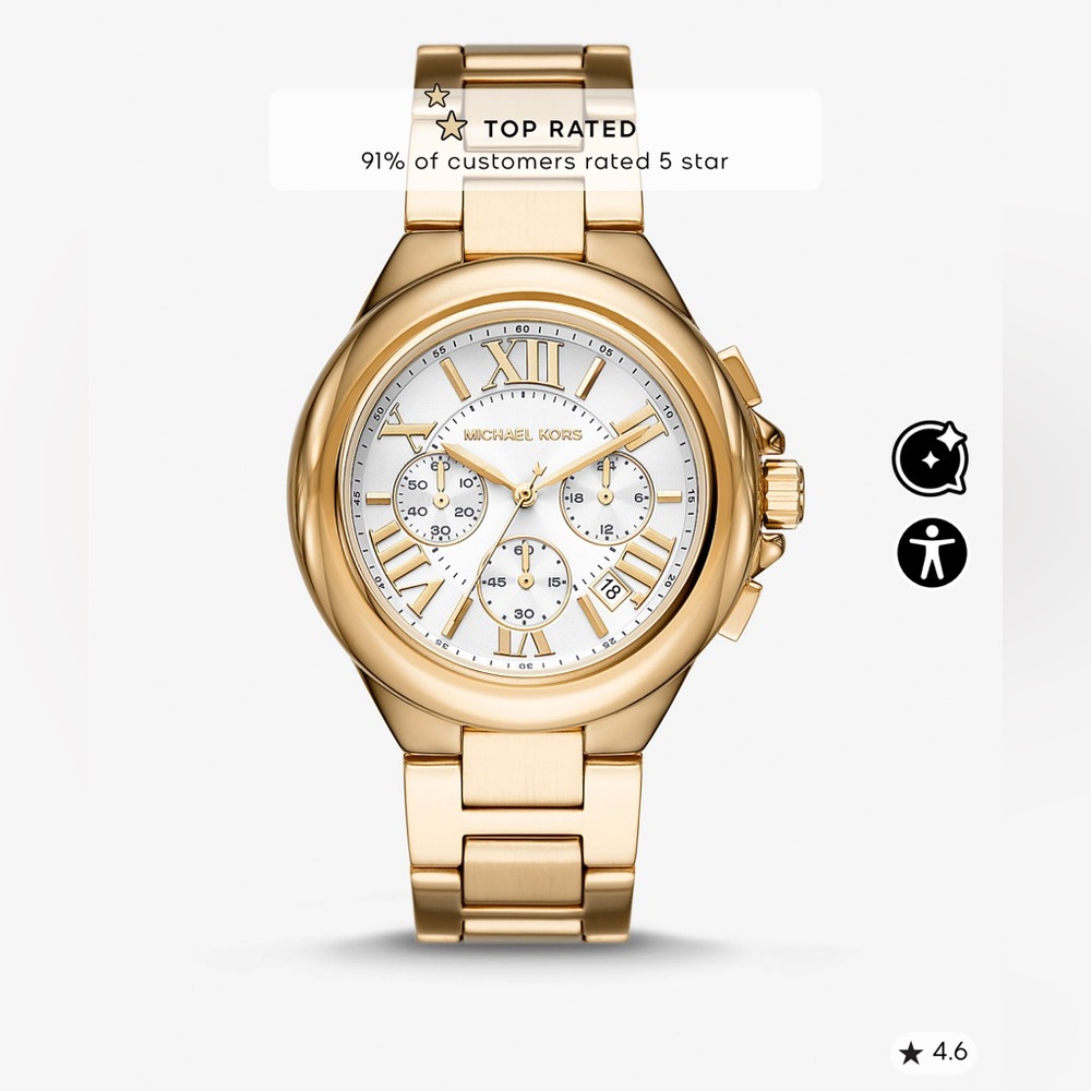Michael Kors Camille stainless steel rose gold unisex watch with box